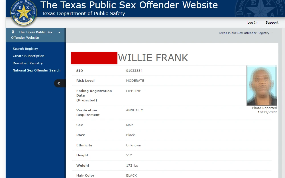 A screenshot of the sex offender search tool allows users to access the information online, download the entire database, and subscribe for updates when a new offender is added.